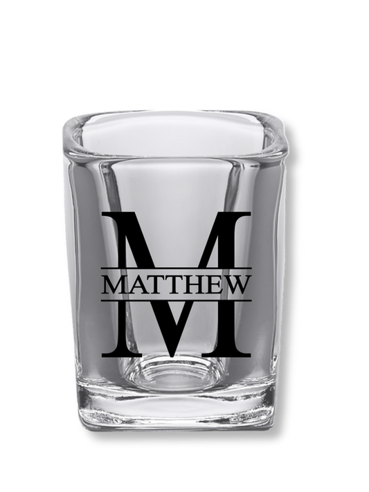 2.2 oz Square Clear Shot Glasses (Name & Initial)