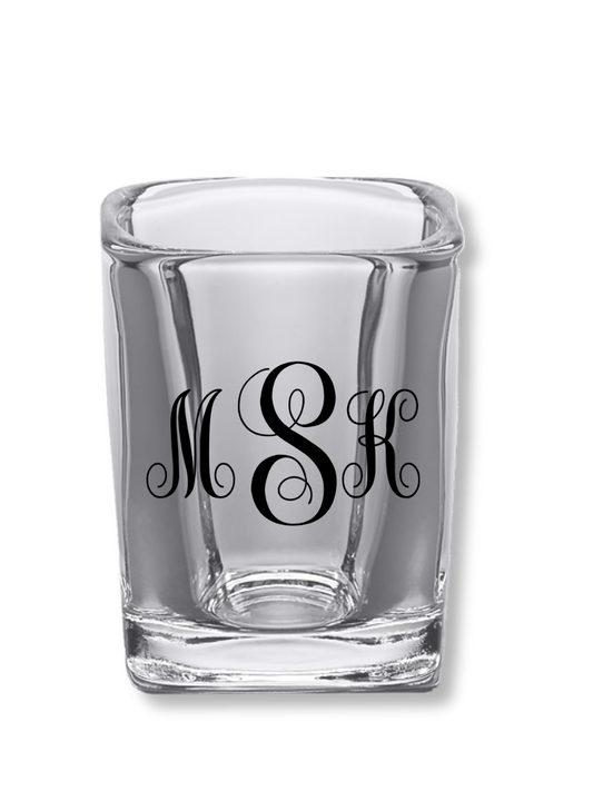 2.2 oz Square Clear Shot Glasses (Monogram)