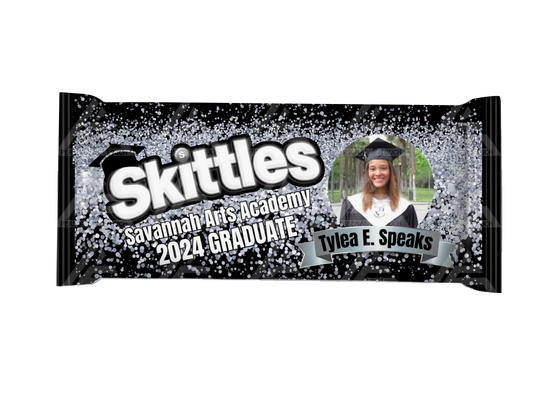 Skittles Inspired Graduation Favor - Black/Silver