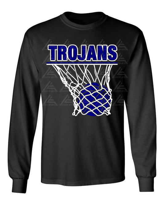 Trojans Basketball Long Sleeve Tee-Black
