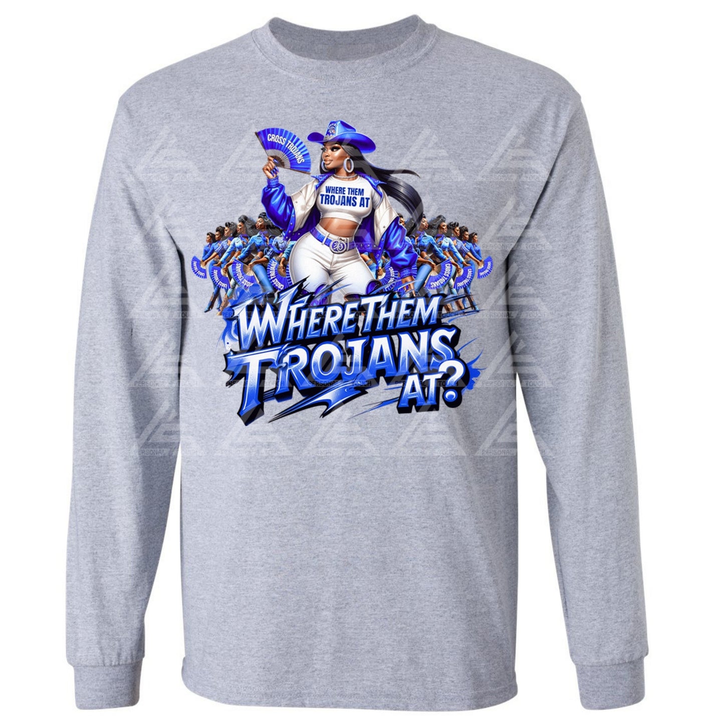 Where Them Trojans At? Long Sleeve - Gray
