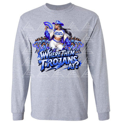 Where Them Trojans At? Long Sleeve - Gray