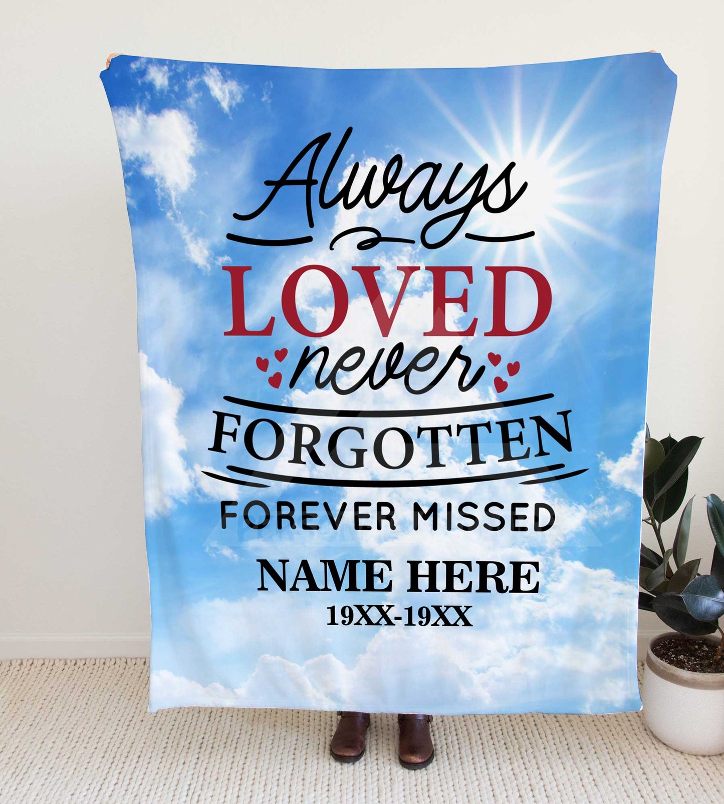 Personalized Blue Skies Memorial Throw Blanket - Adult