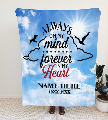 Personalized Blue Skies Memorial Throw Blanket - Adult