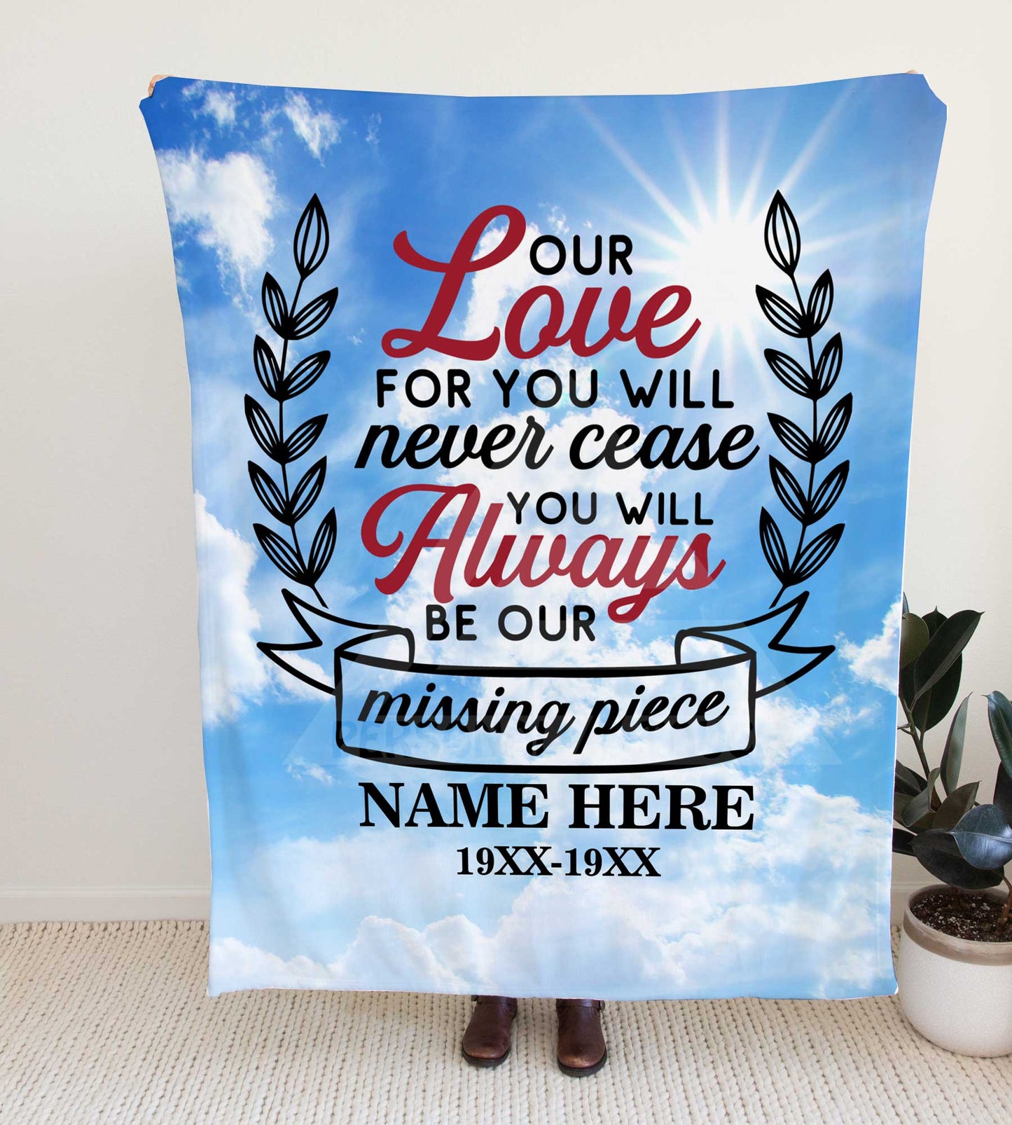 Personalized Blue Skies Memorial Throw Blanket - Adult