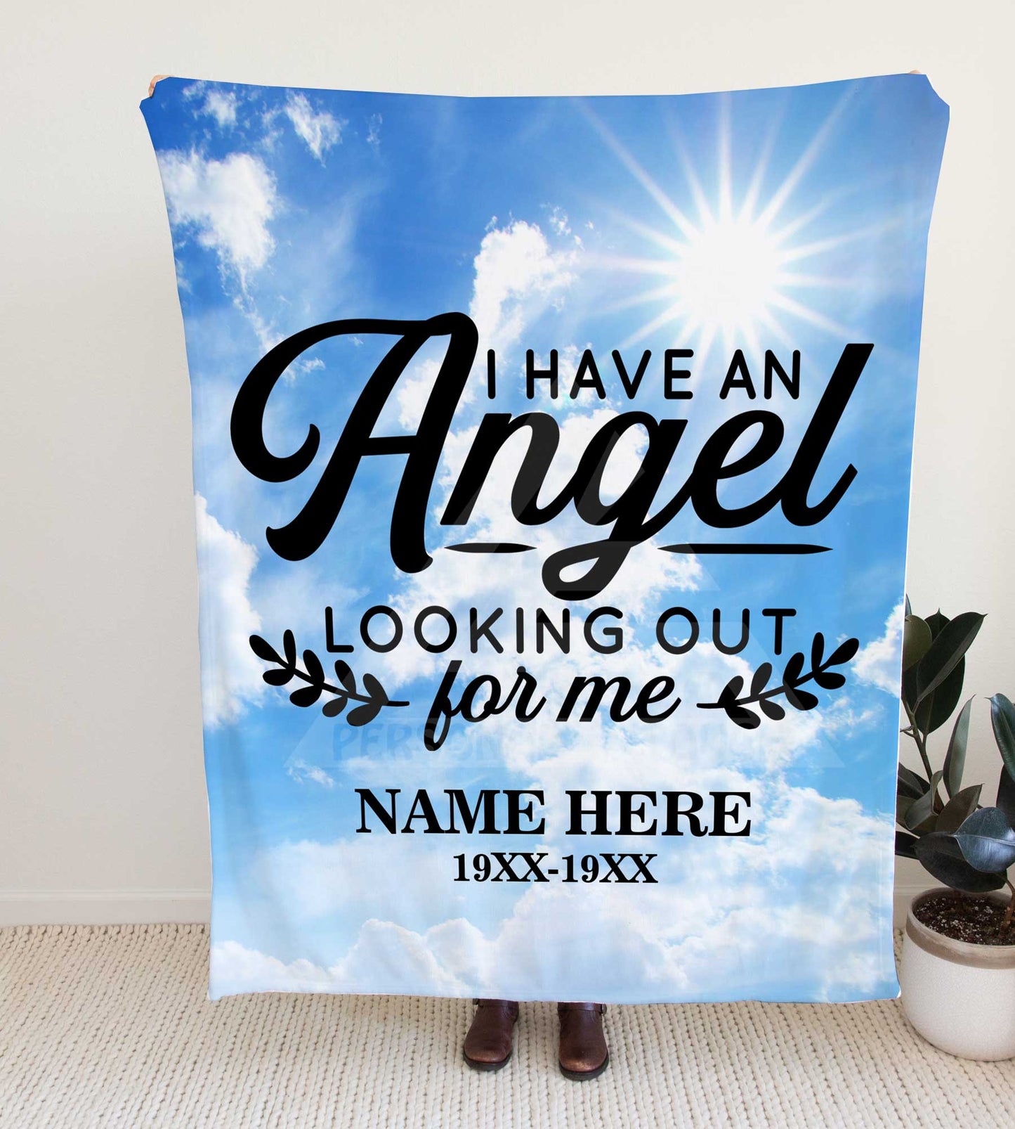 Personalized Blue Skies Memorial Throw Blanket - Adult