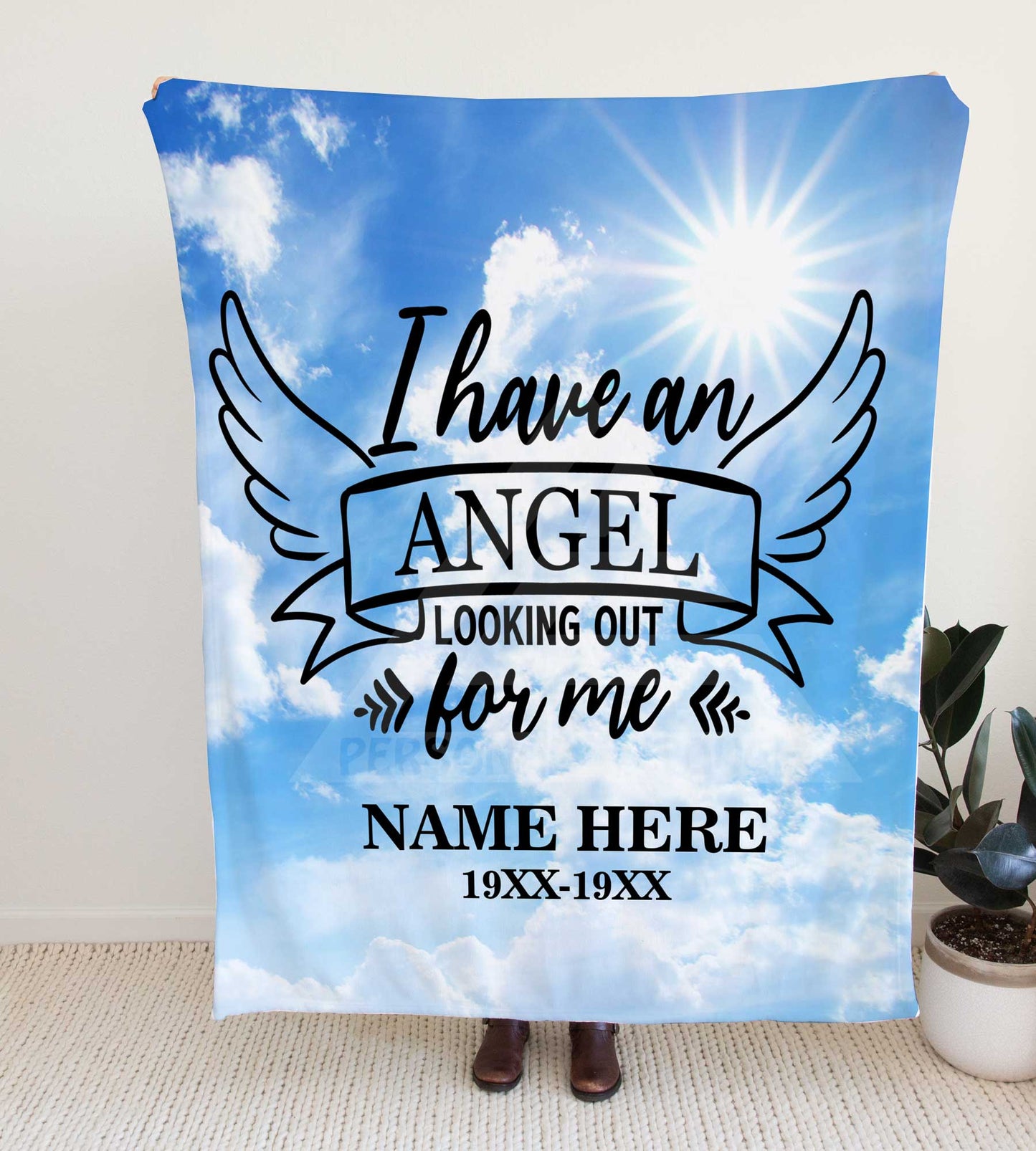 Personalized Blue Skies Memorial Throw Blanket - Adult