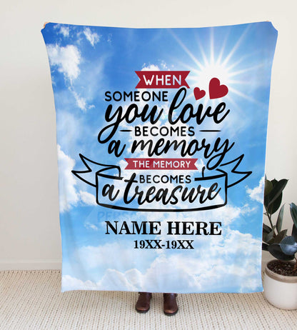 Personalized Blue Skies Memorial Throw Blanket - Adult