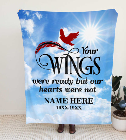 Personalized Blue Skies Memorial Throw Blanket - Adult