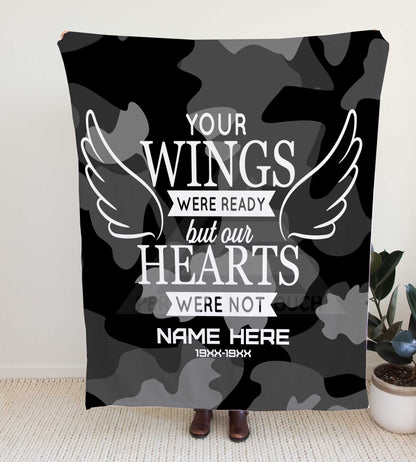 Camouflage "Wings Were Ready" Memorial Throw Blanket