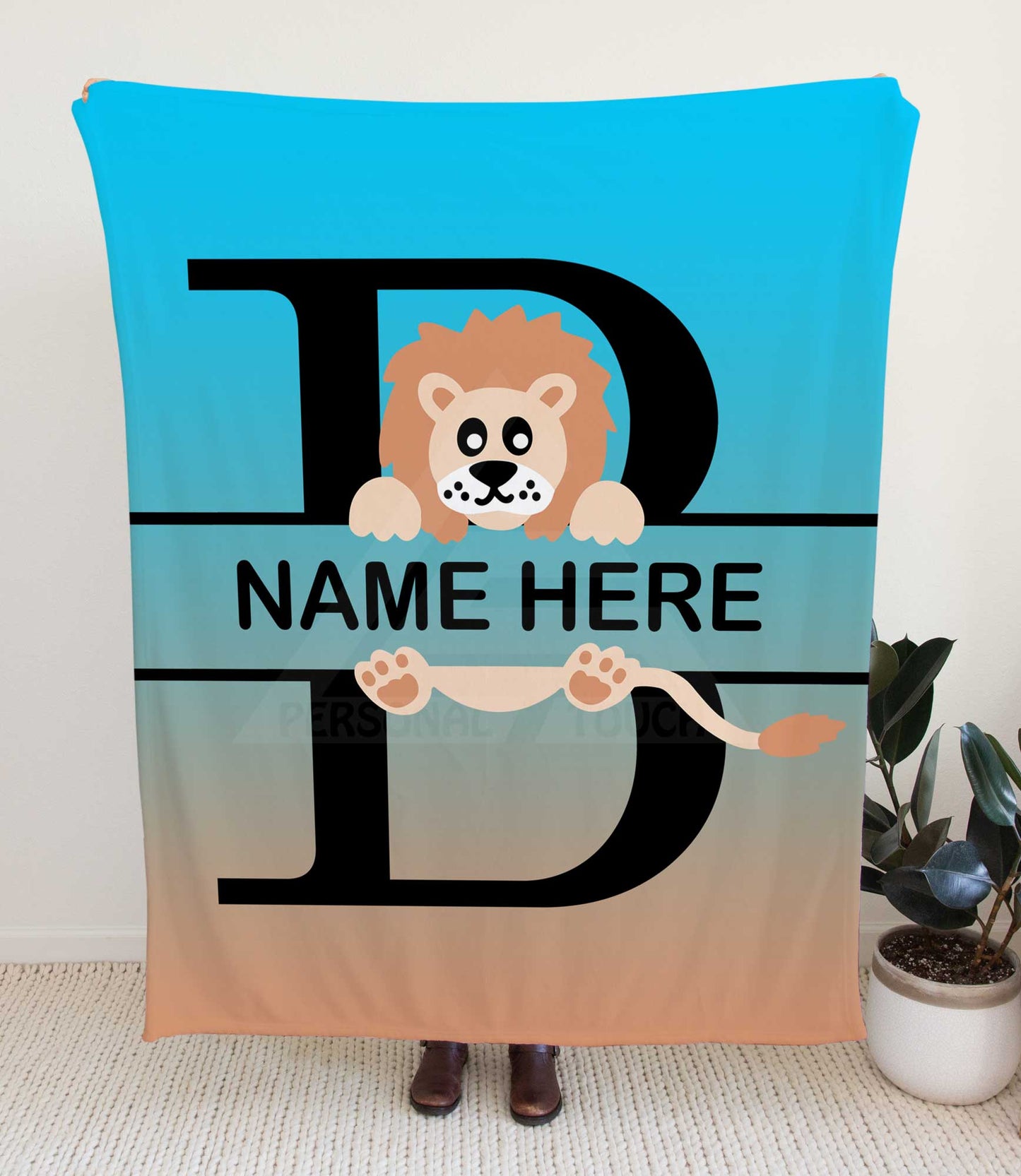 Lion Monogram Throw Blanket