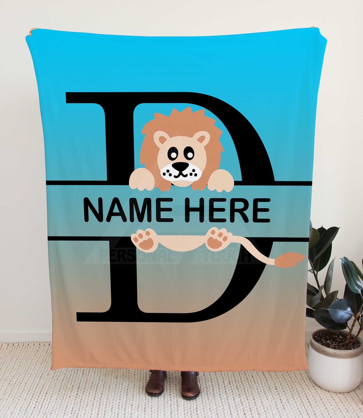 Lion Monogram Throw Blanket