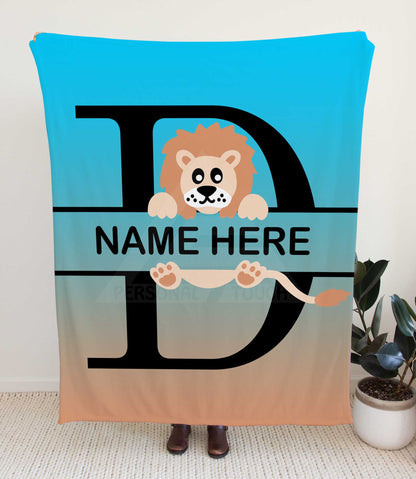 Lion Monogram Throw Blanket