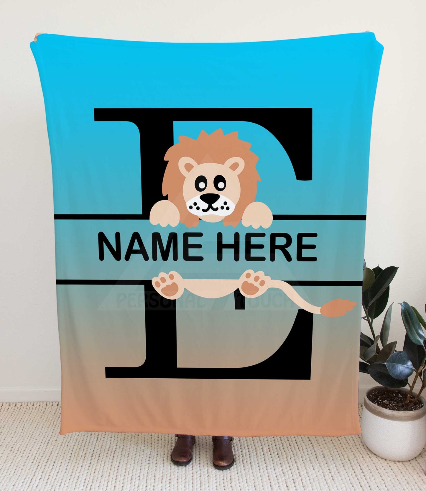 Lion Monogram Throw Blanket