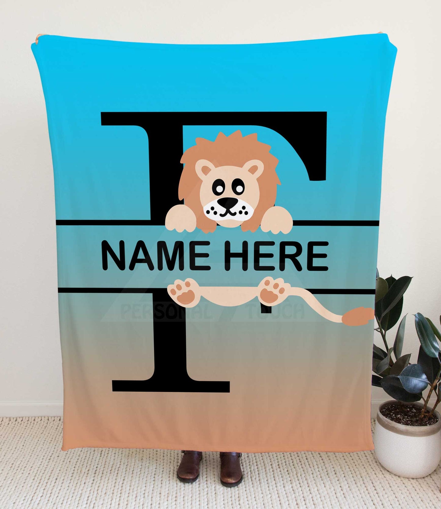 Lion Monogram Throw Blanket