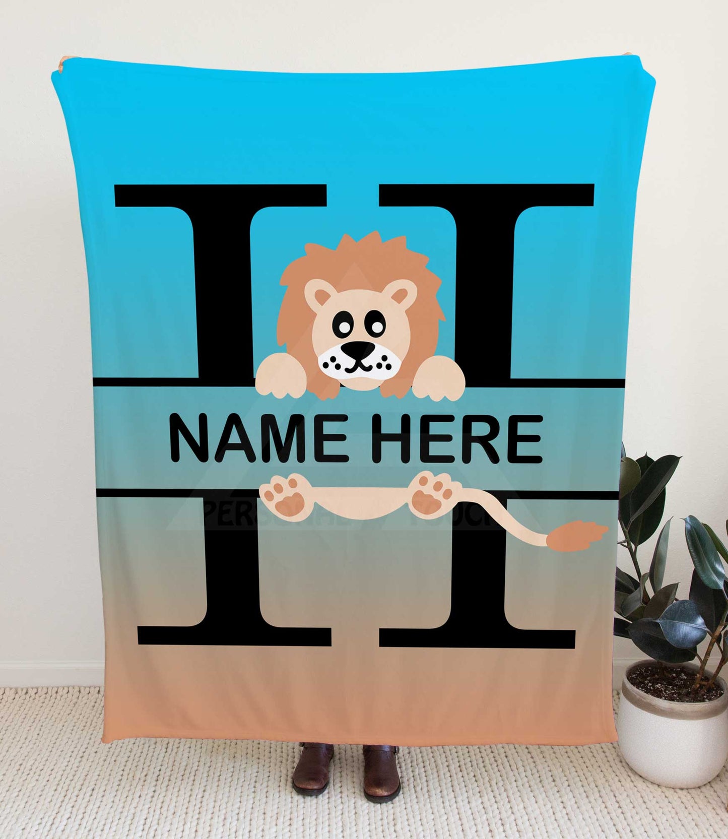 Lion Monogram Throw Blanket