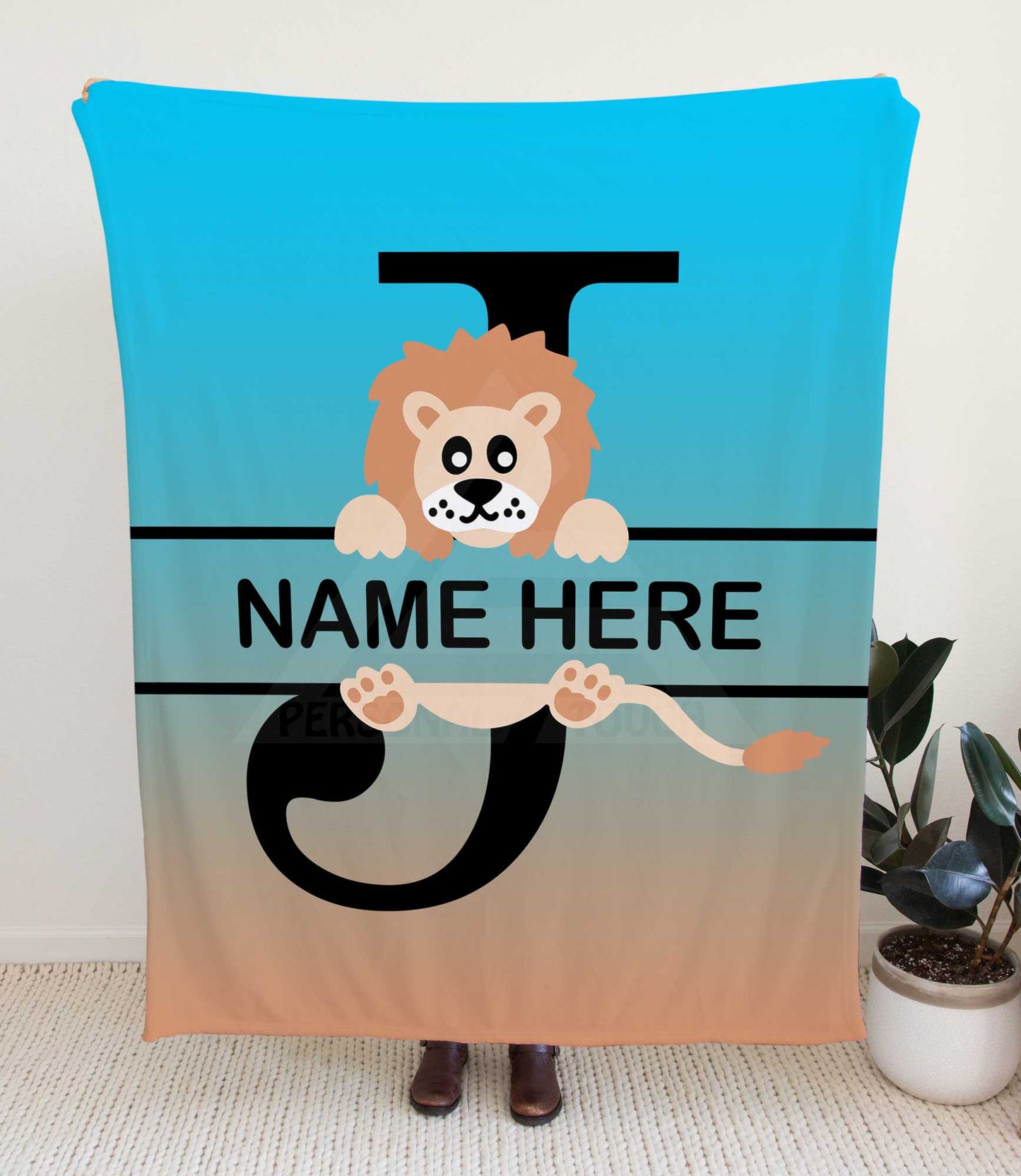 Lion Monogram Throw Blanket