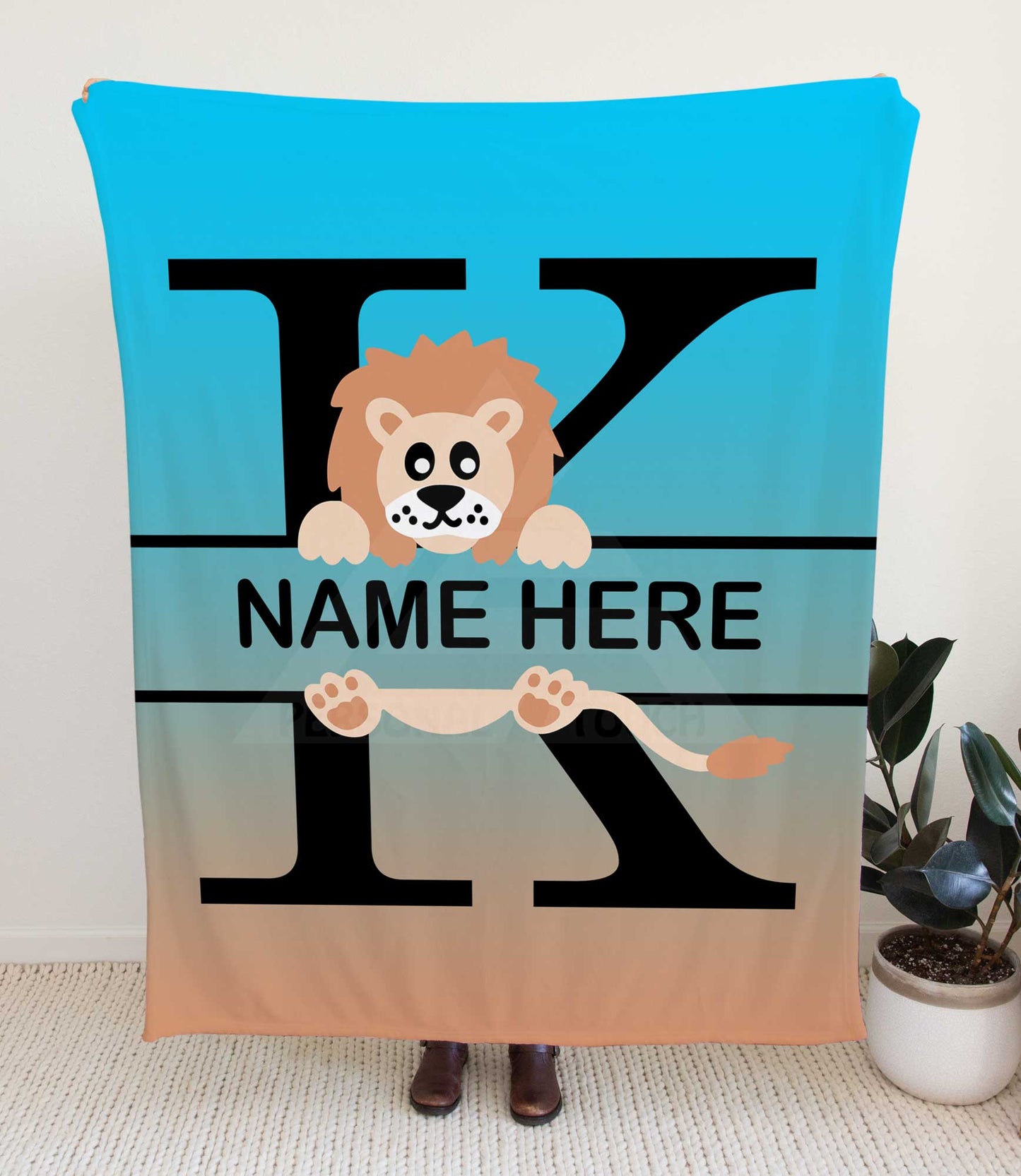 Lion Monogram Throw Blanket