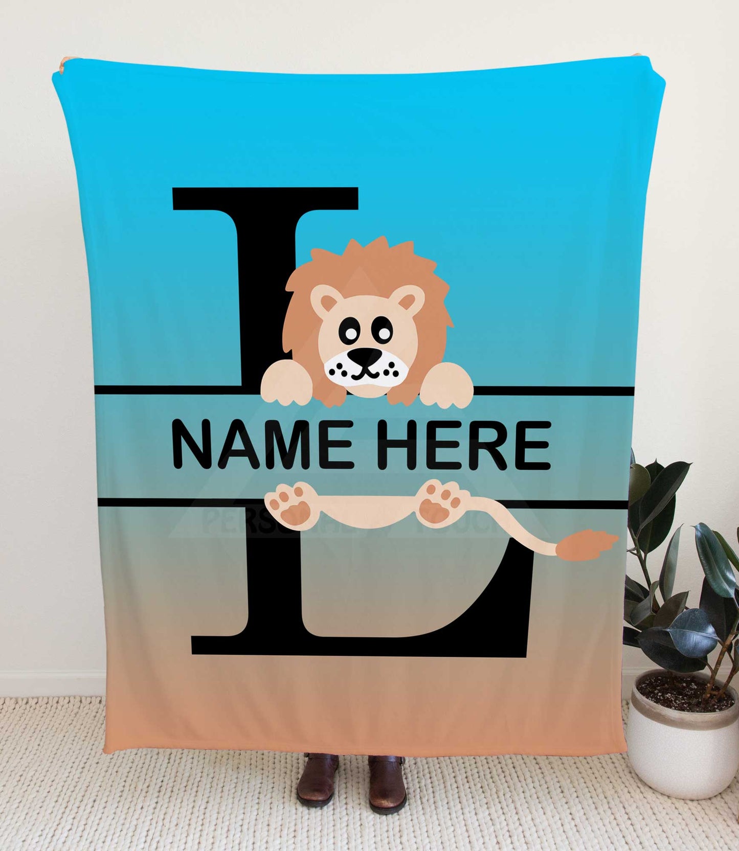 Lion Monogram Throw Blanket