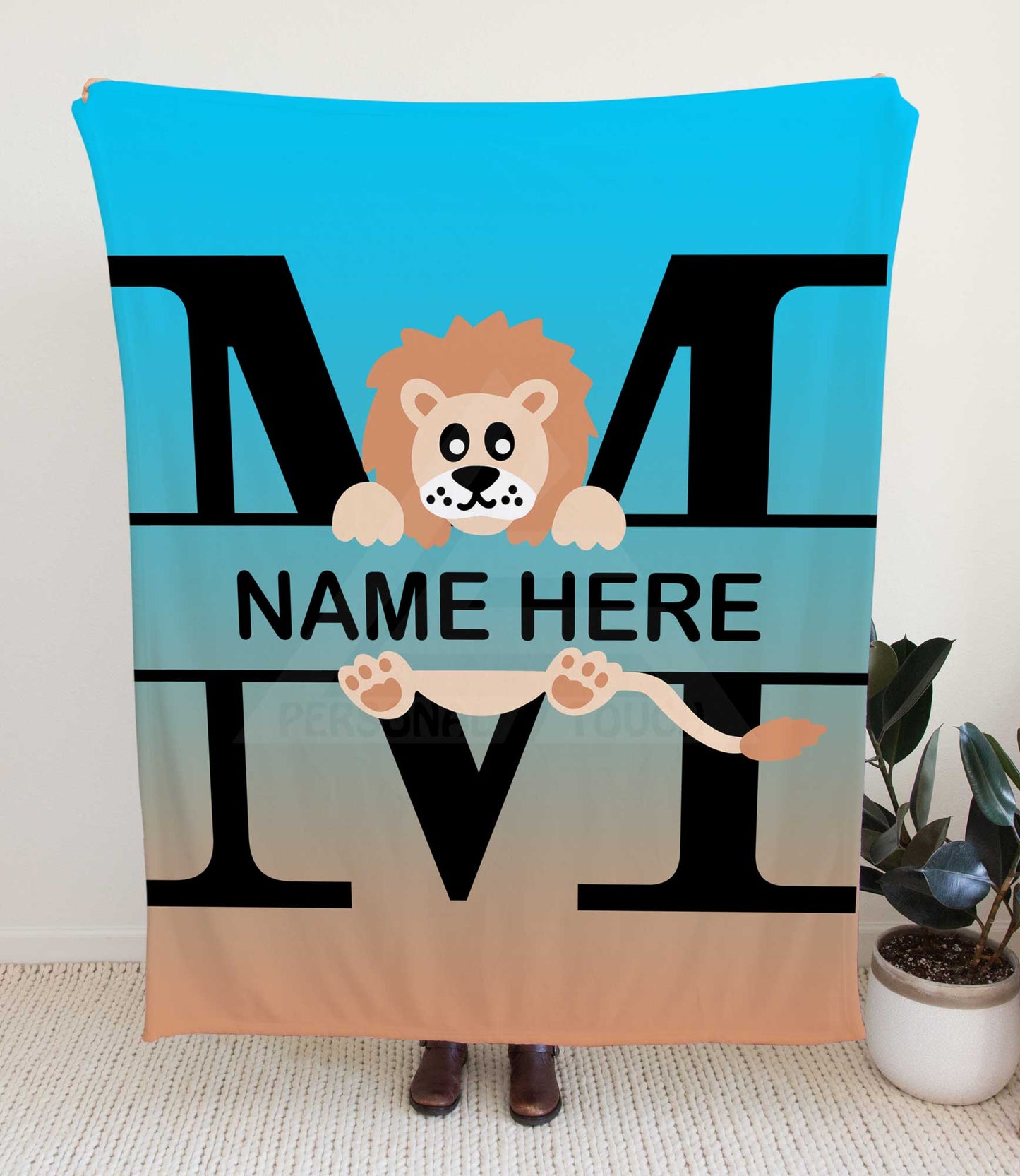 Lion Monogram Throw Blanket