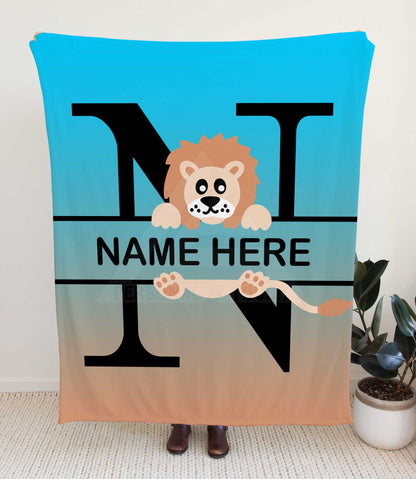 Lion Monogram Throw Blanket