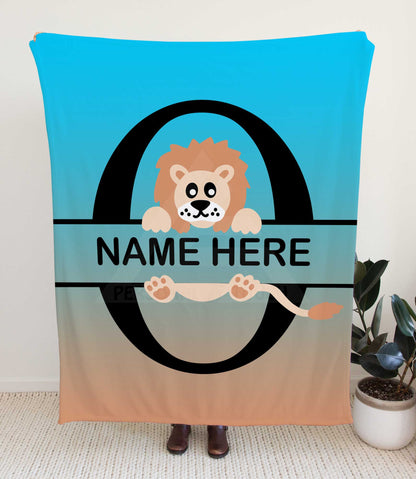 Lion Monogram Throw Blanket