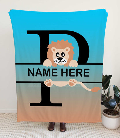 Lion Monogram Throw Blanket