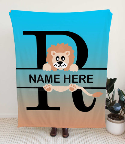 Lion Monogram Throw Blanket