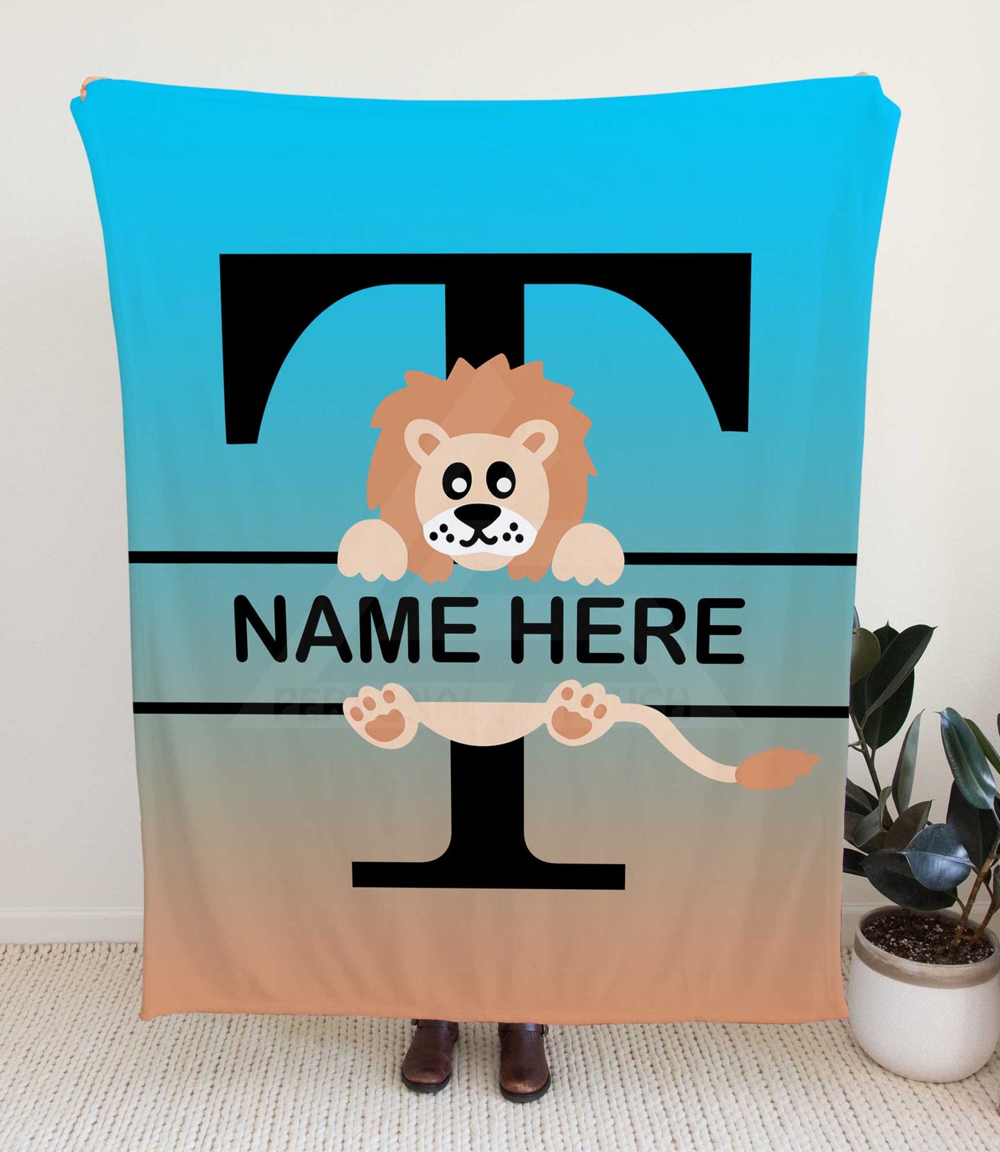 Lion Monogram Throw Blanket