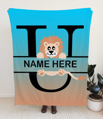 Lion Monogram Throw Blanket