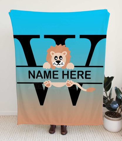 Lion Monogram Throw Blanket