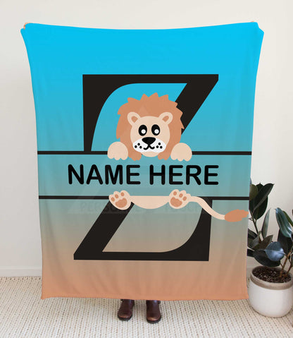 Lion Monogram Throw Blanket