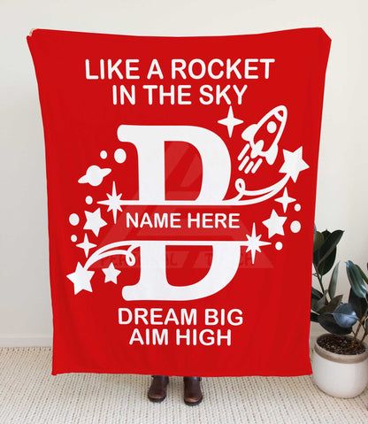 Rocket Ship Monogram Throw Blanket