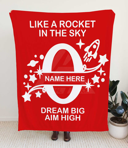 Rocket Ship Monogram Throw Blanket