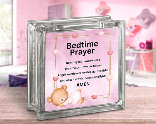 Bedtime Prayer-Girl Glass Block