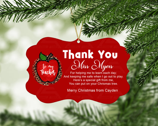 Double-Sided Benelux Thank You Teacher Ornament