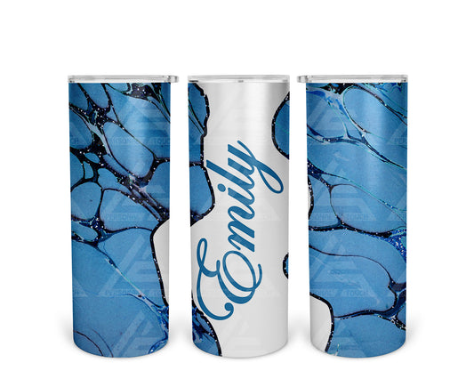 Skinny Straight Tumbler (Marble Cutout - Blue)