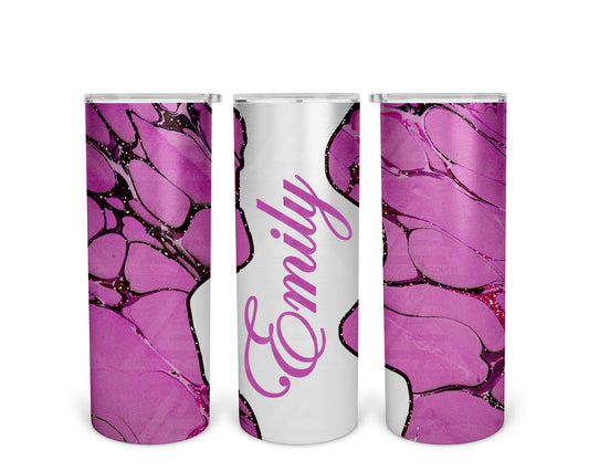 Skinny Straight Tumbler (Marble Cutout - Pink)