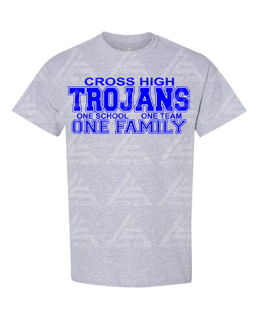 One Team One School One Family Half-Front Gray2 Tee