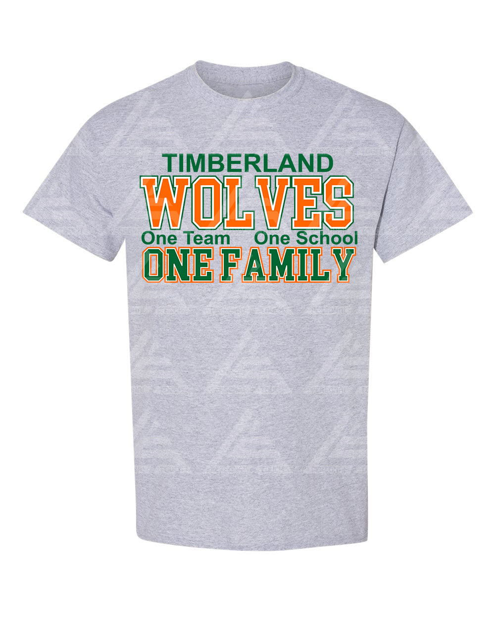One Team One School One Family Half-Front Gray Tee