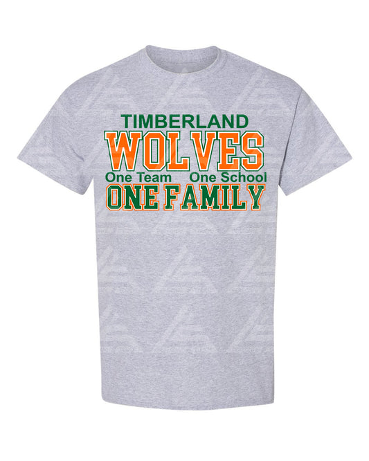 One Team One School One Family Half-Front Gray Tee