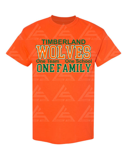 One Team One School One Family Half-Front Orange Tee