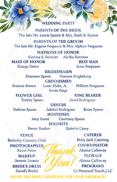 Custom Wedding Program Fan